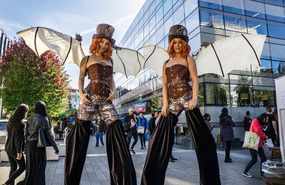 steampunk stilt walkers