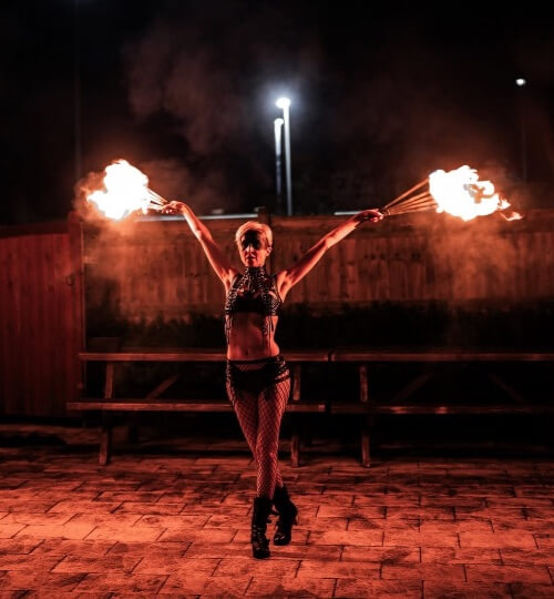 halloween fire performers