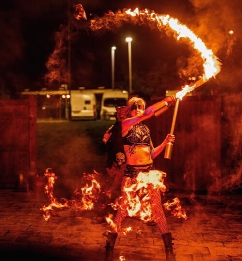 halloween fire performers
