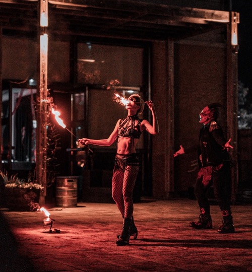 halloween fire performers