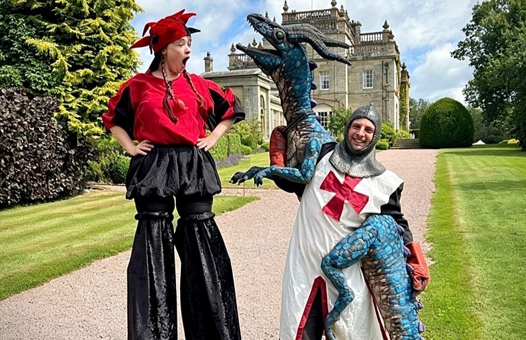 knight and animatronic dragon