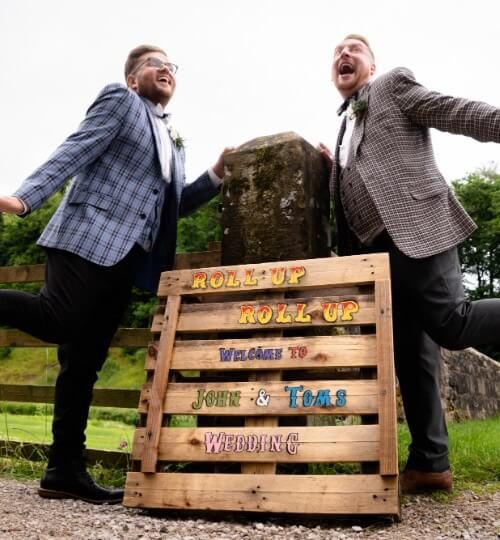 welcome to tom & john's wedding sign