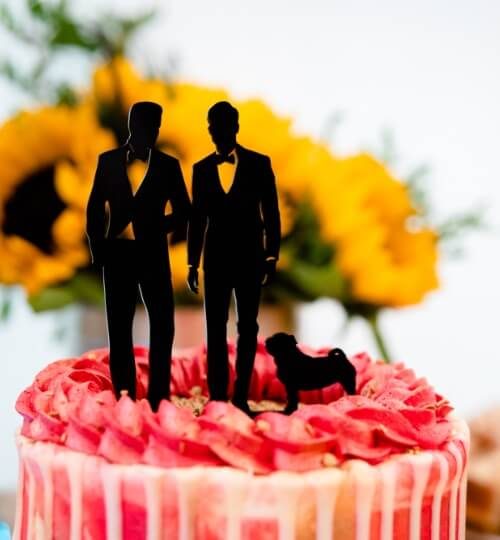 two grooms wedding cake