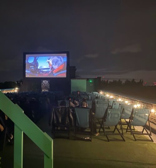 roof top cinema at night